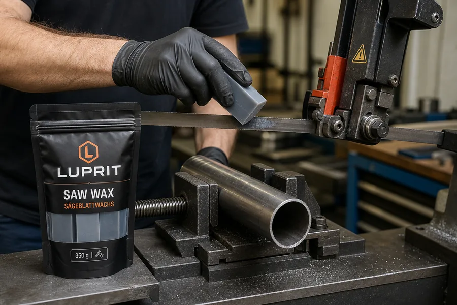 Bandsaege mit SAW WAX Edelstahlrohr
